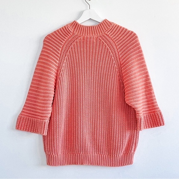 Anthropologie Maeve Mackenzie Coral Orange Ribbed Chunky Oversized Sweater XS - Picture 6 of 9